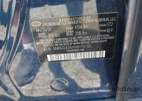 2021 Hyundai Sonata Se из США, поврежденный, VIN 5NPEG4JAXMH114743